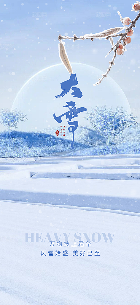 中国传统节大雪简约素雅手机海报