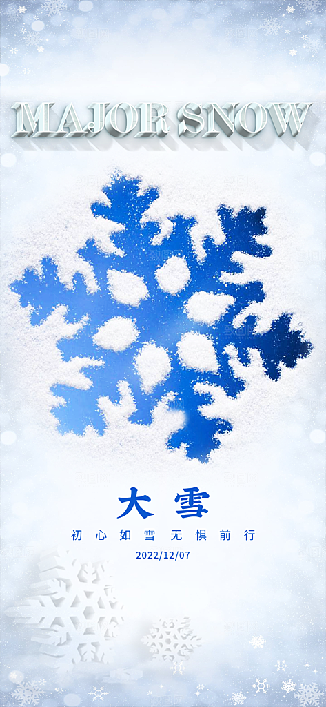 中国传统节大雪简约素雅手机海报