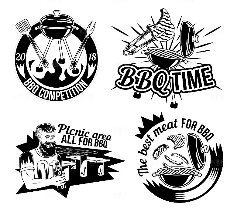 BBQ烧烤矢量LOGO元素