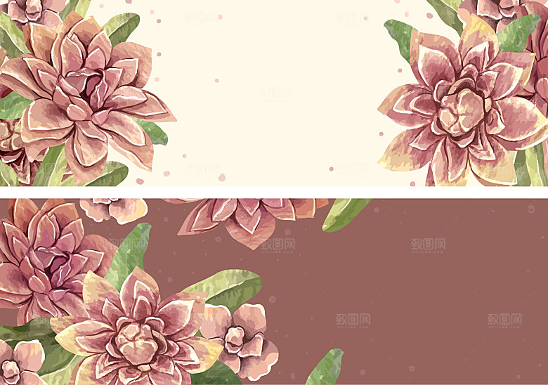 水彩花卉矢量banner背景