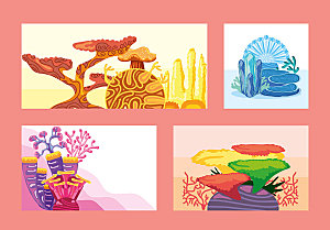 海洋生物珊瑚海草元素