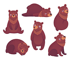 可爱卡通棕熊矢量元素