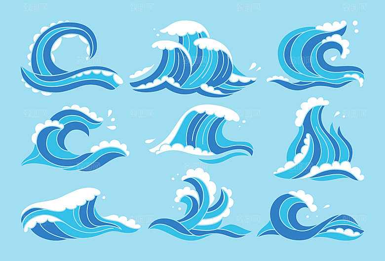 大海海浪矢量元素
