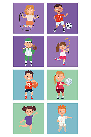 可爱儿童体育运动插画