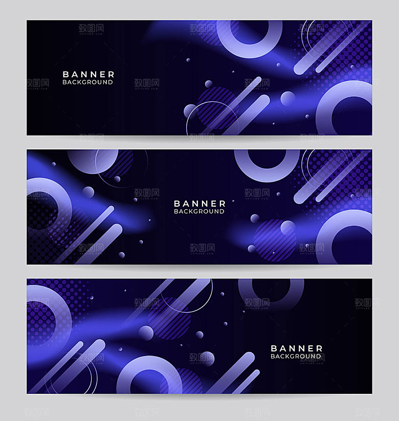 蓝紫色创意商务banner背景