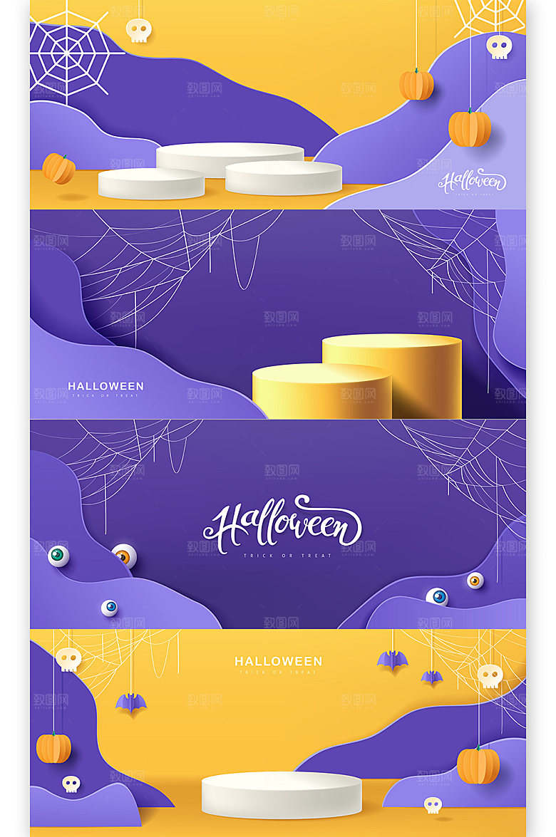 创意万圣节矢量banner背景