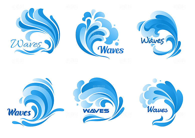 海浪浪花矢量卡通元素