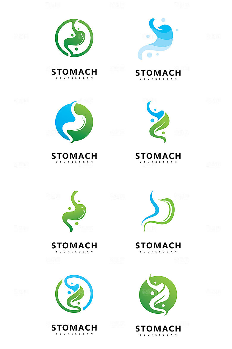 胃肠医疗矢量LOGO模板元素