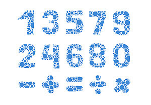气泡水波纹数字与数学符号元素