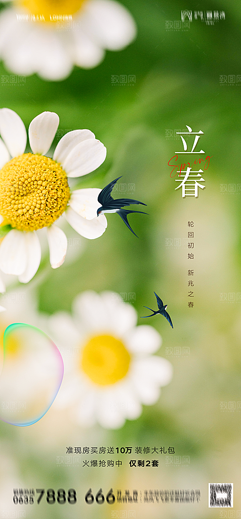 地产二十四节气立春简约大气海报