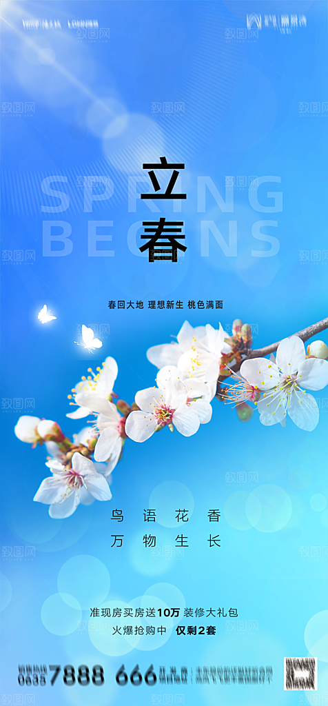 地产二十四节气立春简约大气海报
