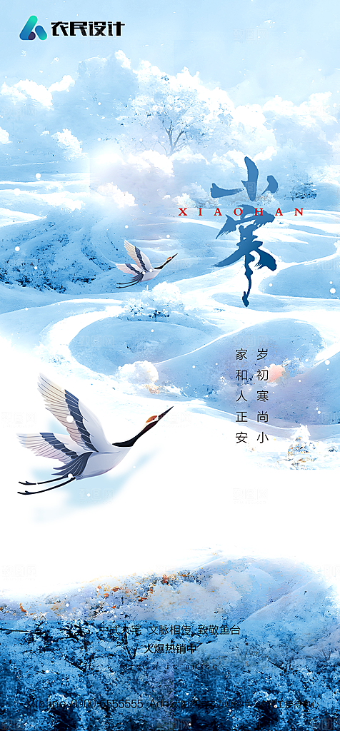 地产二十四节气小寒大寒简约海报