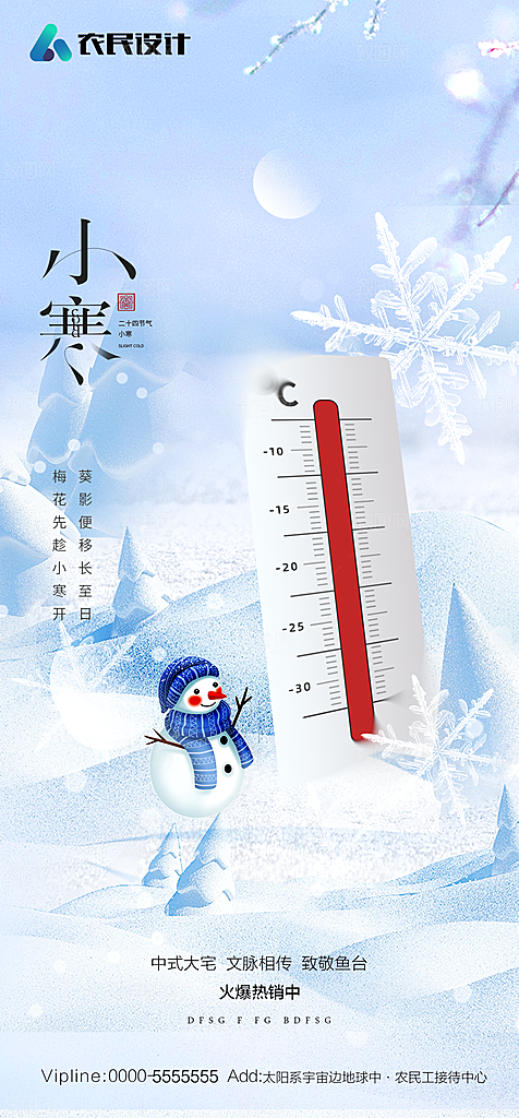 地产二十四节气小寒大寒简约海报