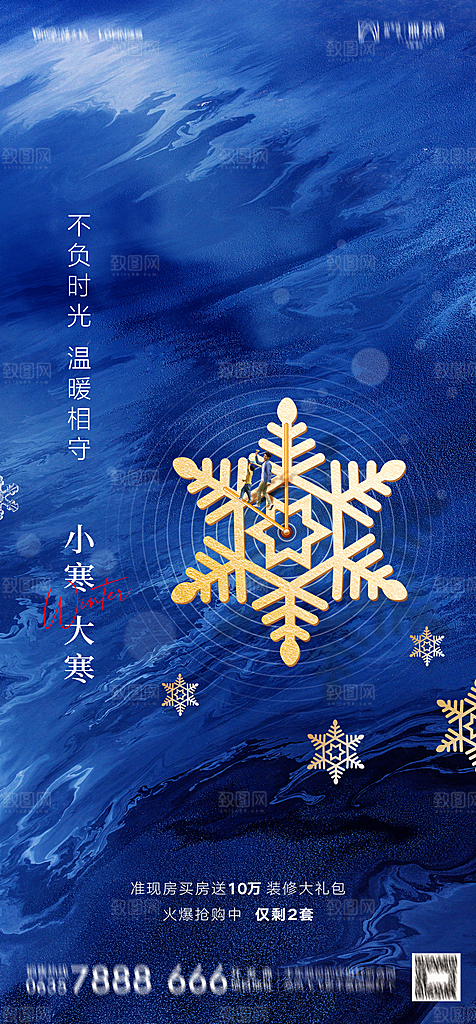 地产二十四节气小寒大寒简约海报