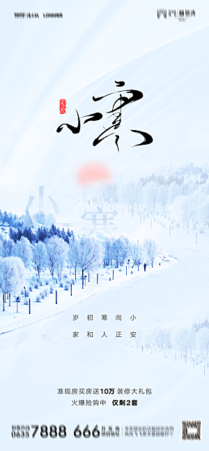 地产二十四节气小寒大寒简约海报