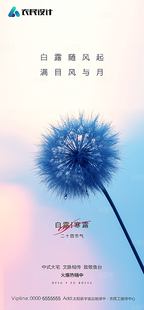 地产白露寒露简约大气海报