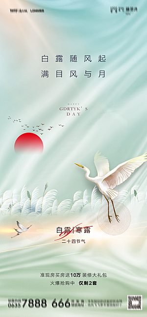 地产白露寒露简约大气海报