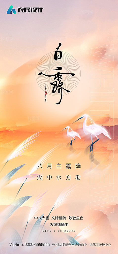 地产白露寒露简约大气海报