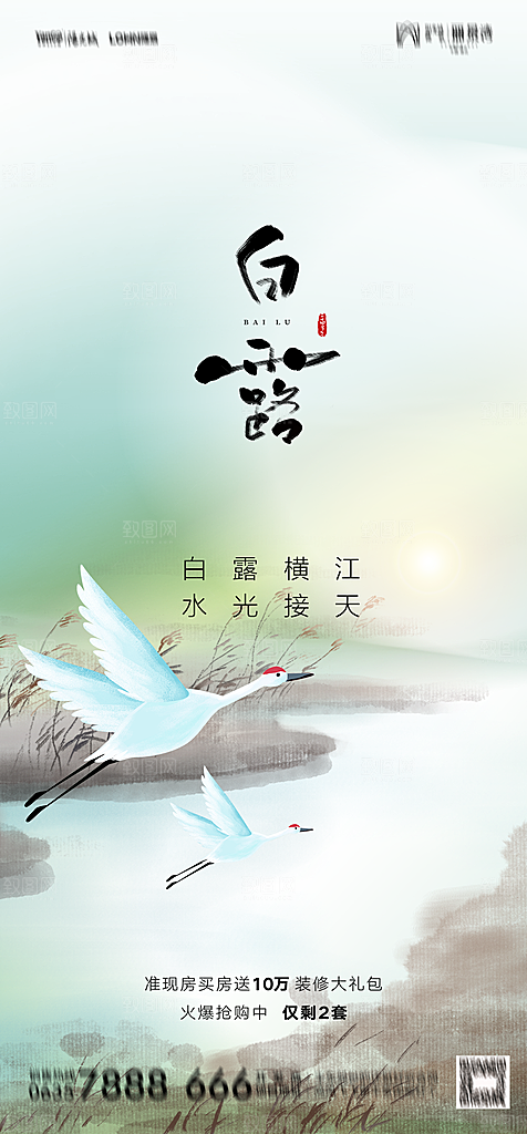 地产白露寒露简约大气海报