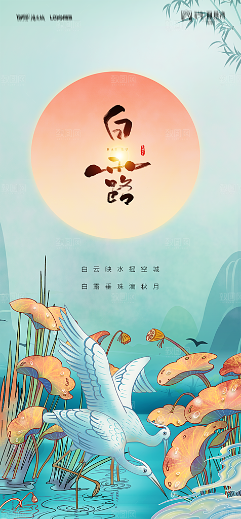 地产白露寒露简约大气海报