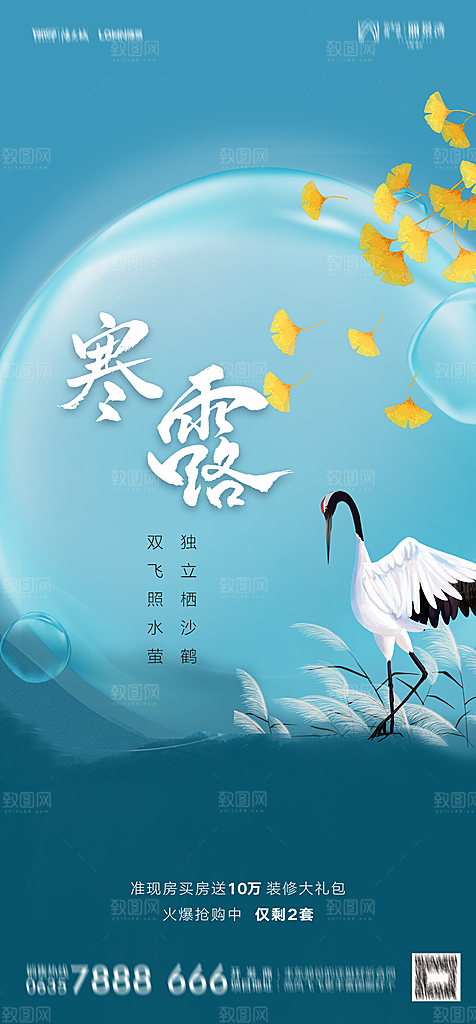 地产白露寒露简约大气海报