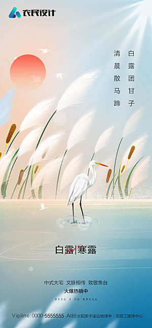 地产白露寒露简约大气海报