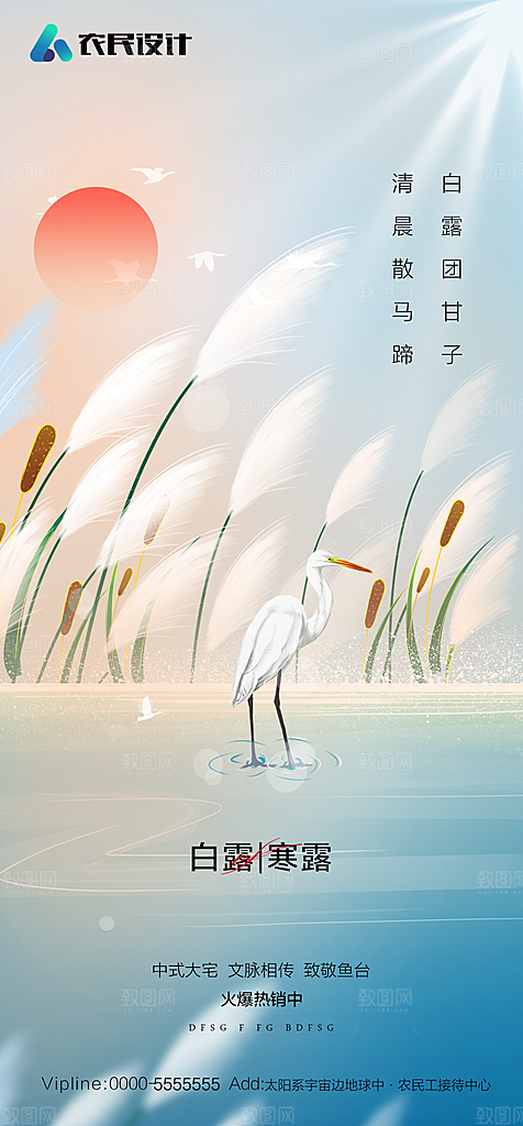 地产白露寒露简约大气海报