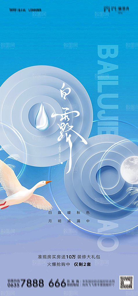 地产白露寒露简约大气海报