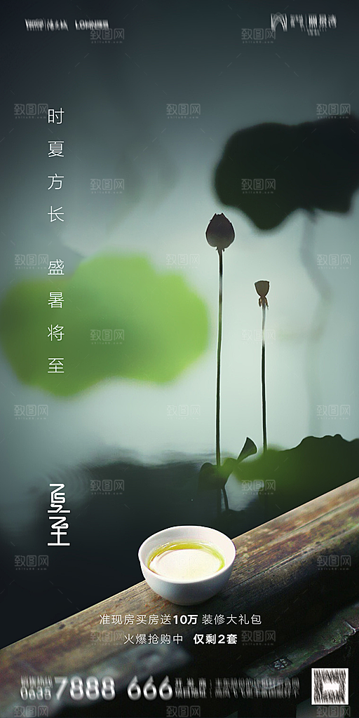 地产夏至节气简约大气海报