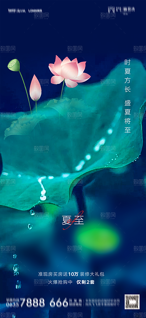 地产夏至节气简约大气海报