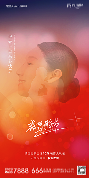 地产母亲节节日简约大气海报
