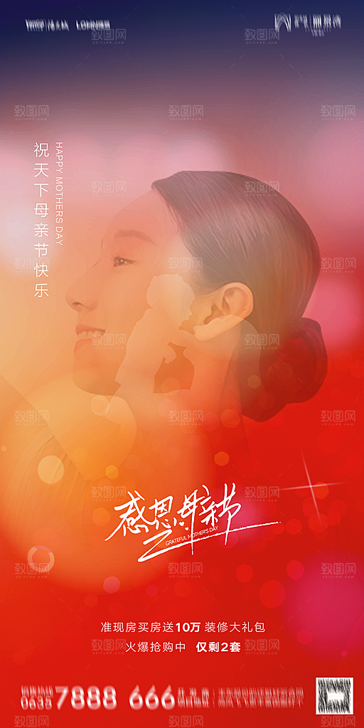 地产母亲节节日简约大气海报