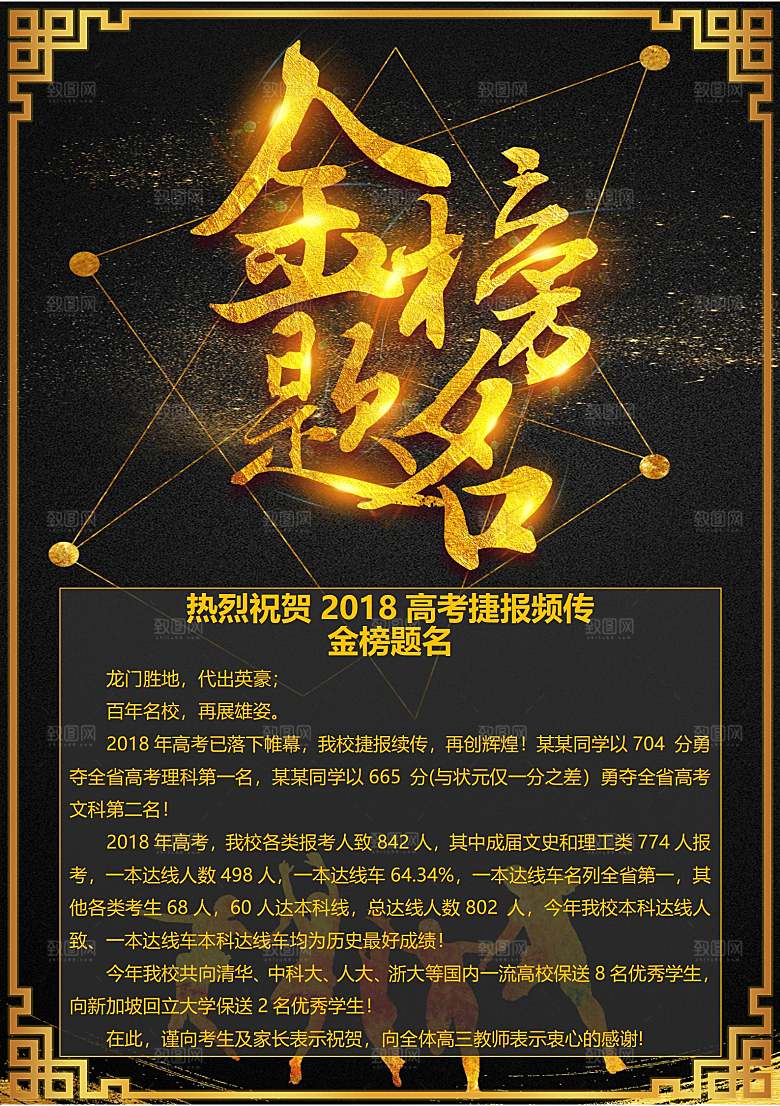 红色喜报战报光荣榜金榜题名录取通知书