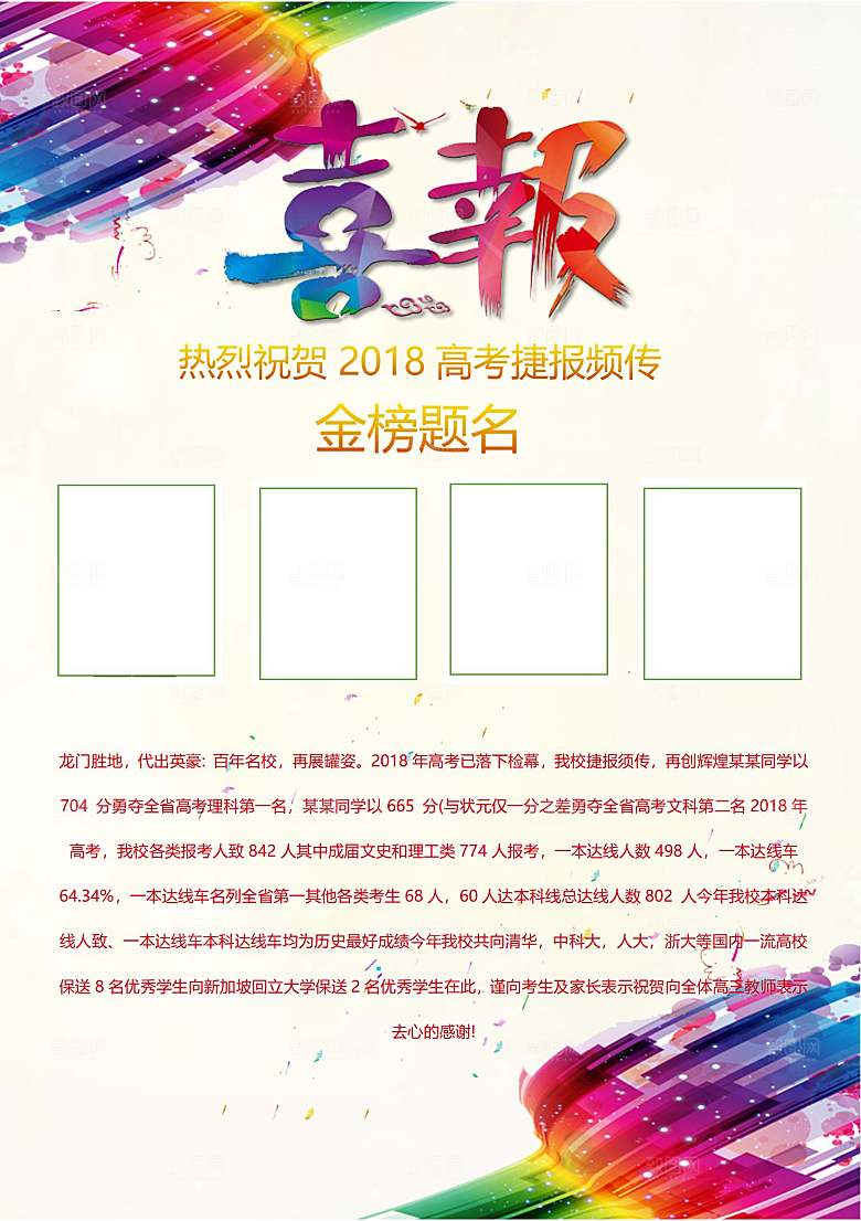 战报喜报捷报录取通知书喜庆红色