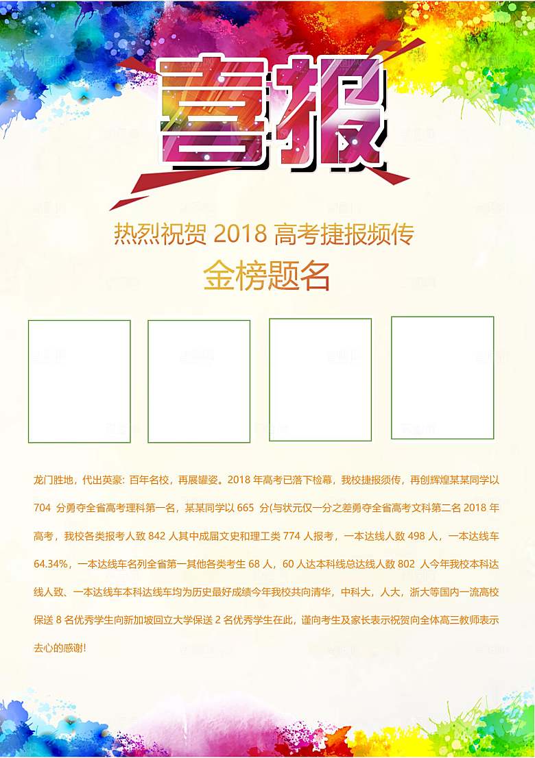 喜报战报捷报状元榜光荣榜