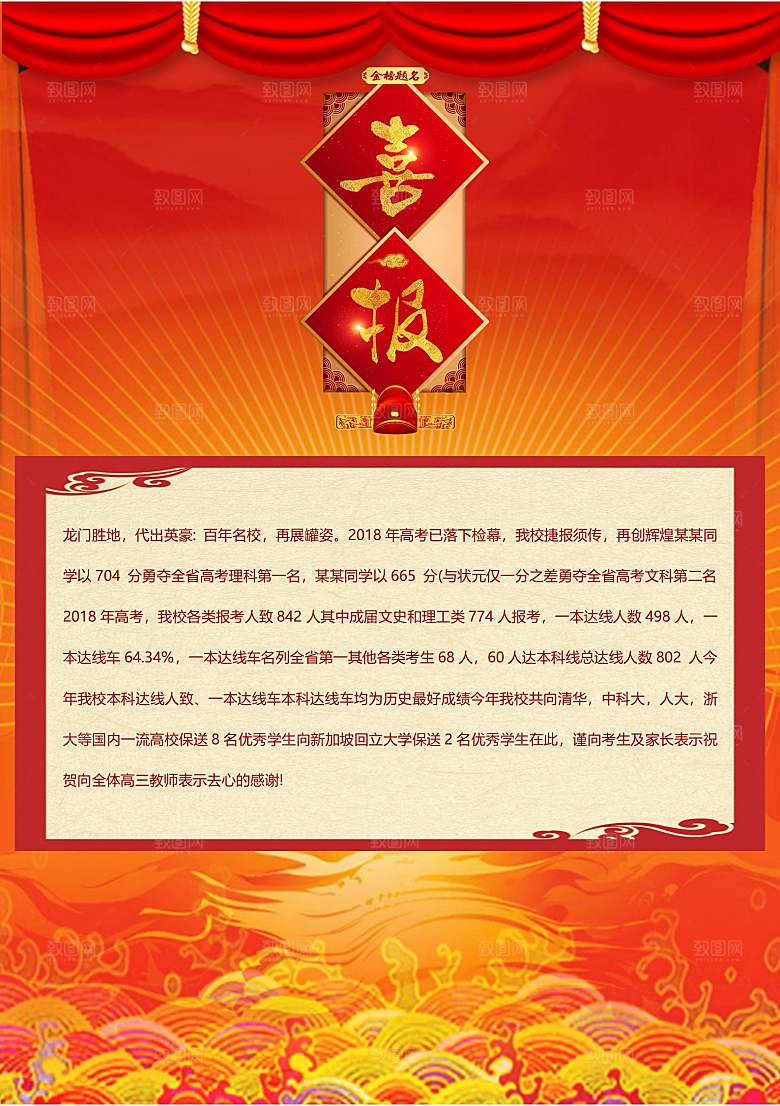 喜报战报捷报状元榜光荣榜