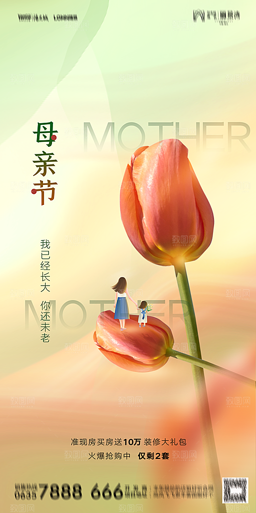 地产母亲节节日简约大气海报