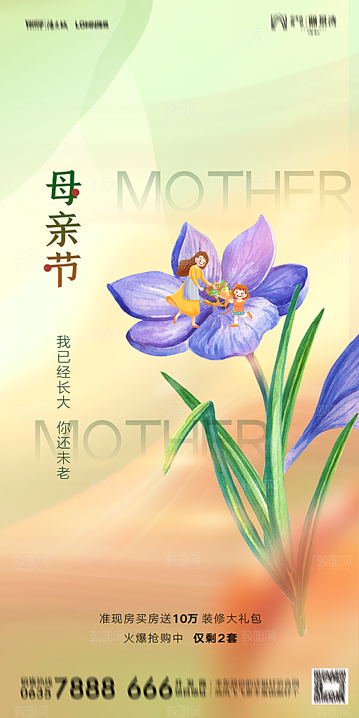 地产母亲节节日简约大气海报