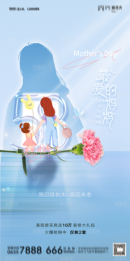 地产母亲节节日简约大气海报