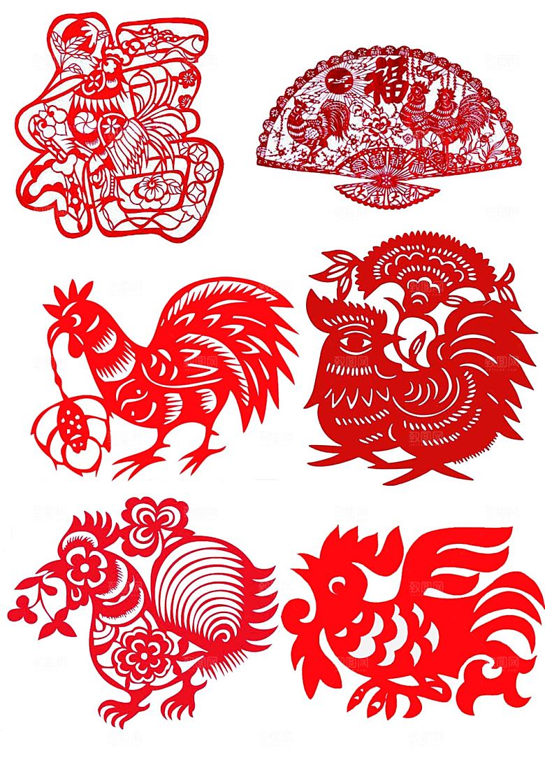 红色剪纸春花PSD分层元素