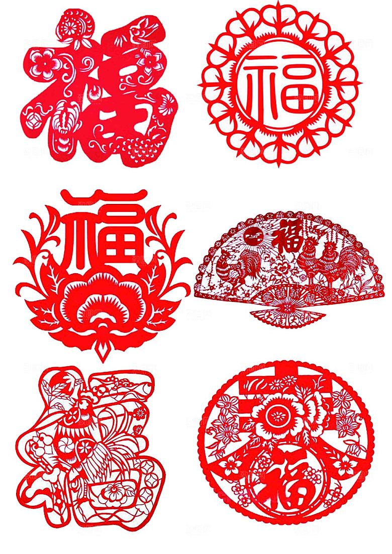 红色剪纸春花PSD分层元素