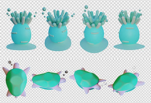 3D立体海龟珊瑚PSD元素