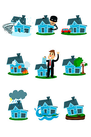 保险房屋安全财产险矢量插画元素