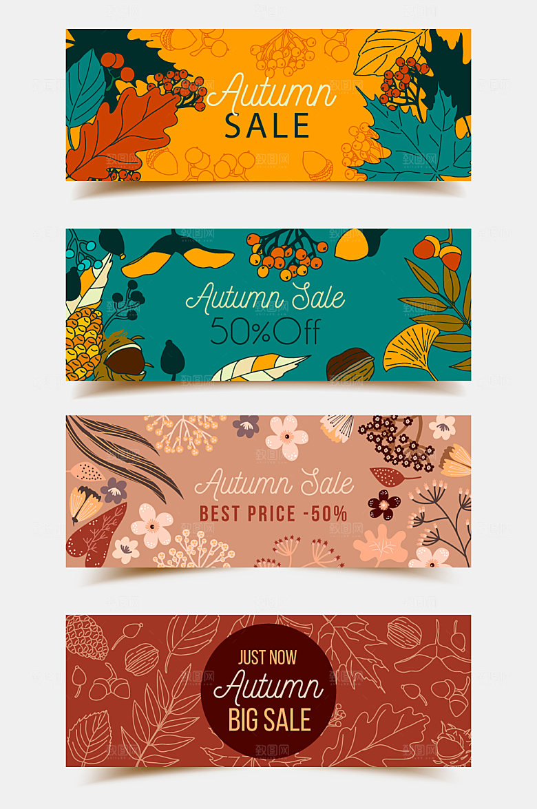 复古风秋季花卉banner