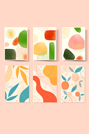 孟菲斯风格花卉背景图案卡片