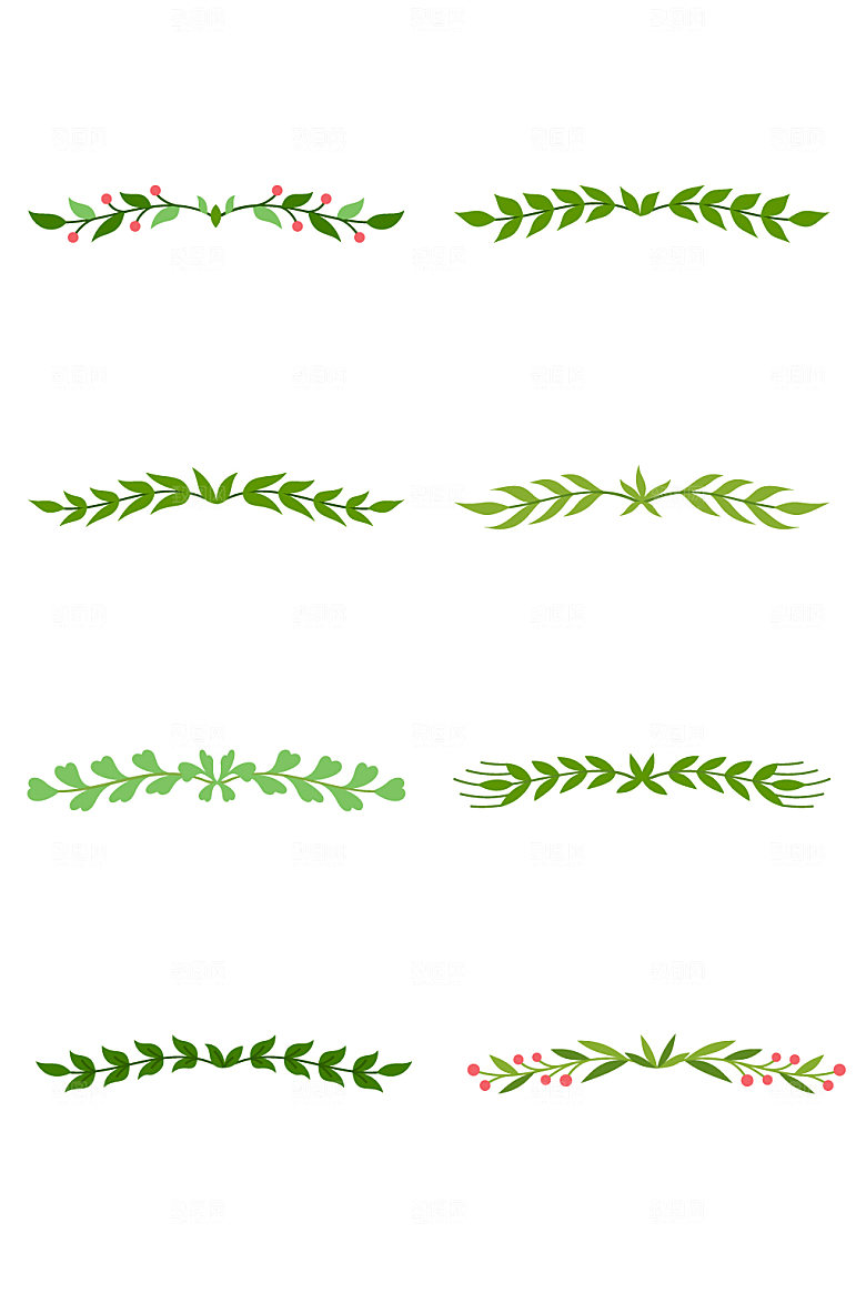 花卉树叶花边分隔线矢量元素