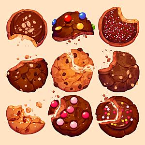 饼干曲奇甜品矢量卡通元素