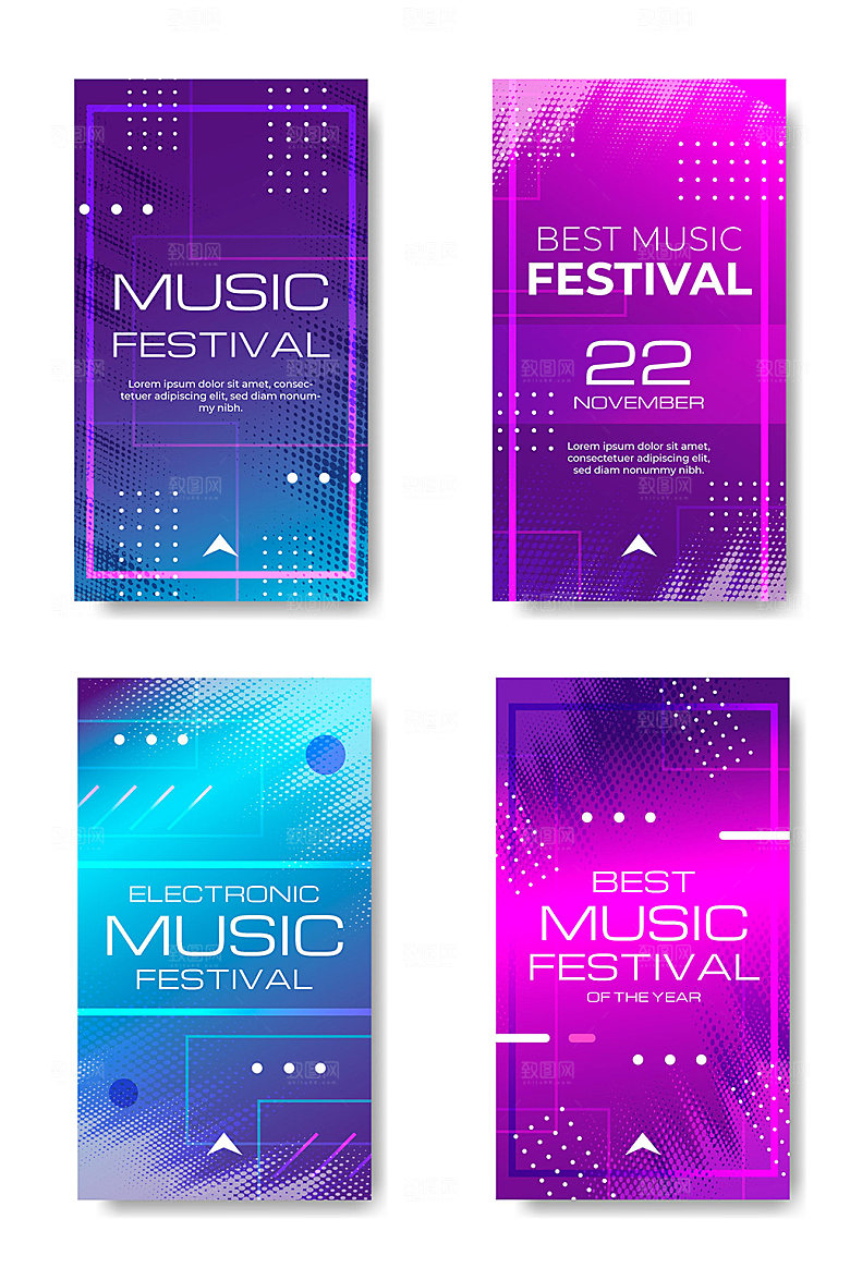 音乐节渐变手机海报背景banner