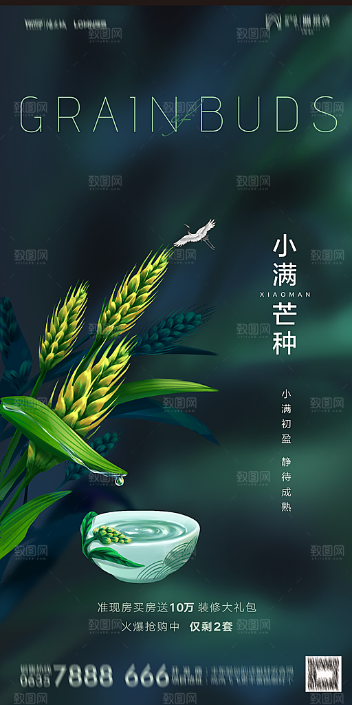 地产小满芒种节气简约大气海报