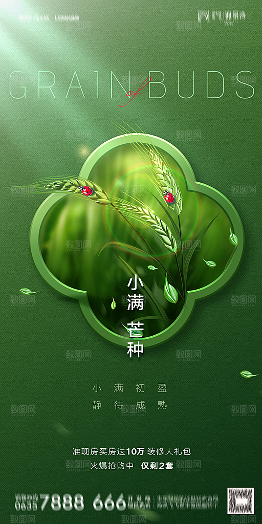 地产小满芒种节气简约大气海报